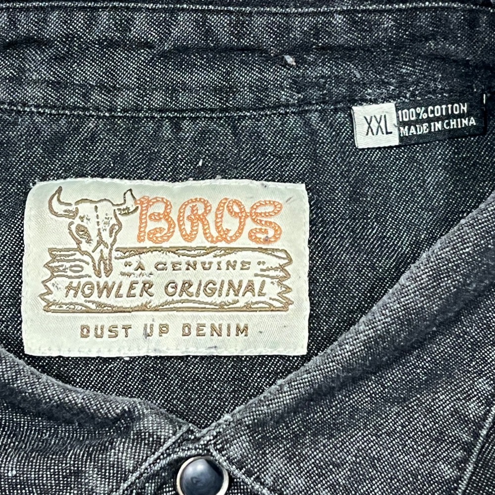 Howler Brothers Dust Up Denim Gray Pearl Snap Button‎ Western Size XXL - Picture 4 of 11